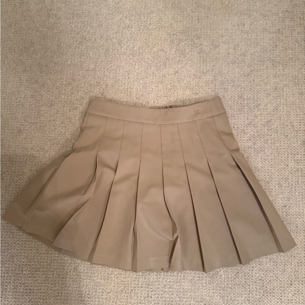 Aritzia Tan Circle Skirt with Skater Flair